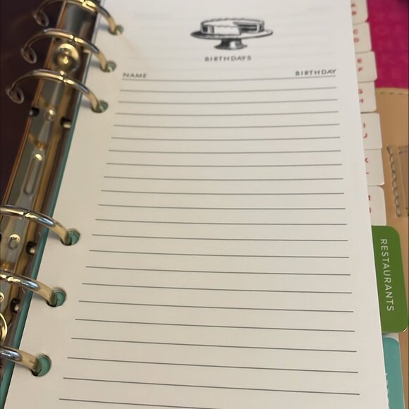 Kate Spade New York 6-Ring Zip Planner Binder – Hot Pink Interior w/Inserts - Picture 11 of 14